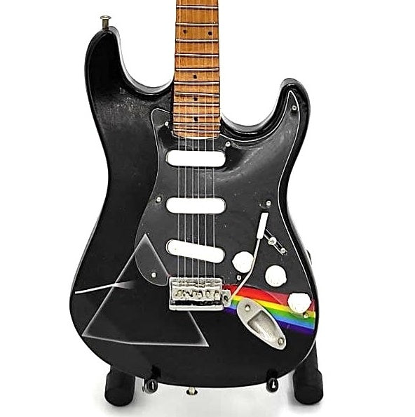 Mini-Gitarre Pink Floyd aus Mahagoniholz, handgefertigt, 27,5 cm, mit der Möglichkeit der Personalisierung durch Gravur, ideales Geschenk für Musikfans