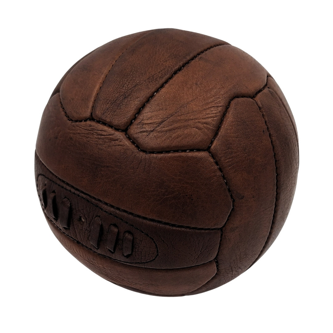 Retro Vintage Lederfußball MT2017 mit individueller Gravurmöglichkeit, braun, ideal als Geschenk für Fußballfans oder Trainer, Vintage-Dekoration, echtes Leder, Maße 20,5 x 20,5 cm  