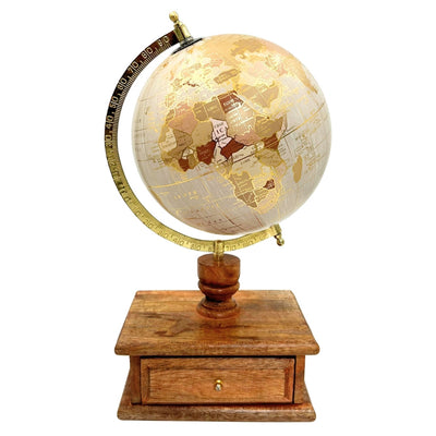 Eleganter Vintage-Schreibtischglobus mit Holzsockel und Schublade