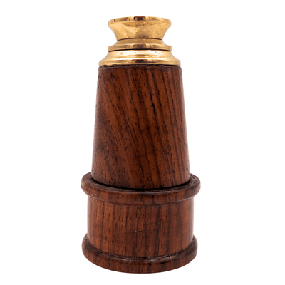Retro Messing-Holz-Lunette HT021 mit Gravurmöglichkeit – Elegante Vintage- und Maritim-Dekoration als Geschenk, Länge 18 cm