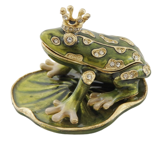 Exklusive Metall-Geschenkbox in Froschform mit Kristallen, dunkelgrün und gold, personalisierbare Gravur, ideales Geschenk, Maße 6,5x6,7x4,5 cm  