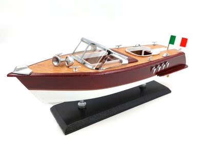 Modell des Motorboots Reeva aus Holz 35x11x13 cm