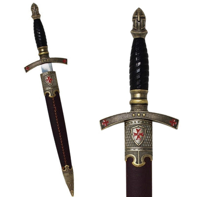 Templer-Dolch in dekorativer Scheide mit Gravur – Replik aus Edelstahl, 40 cm  