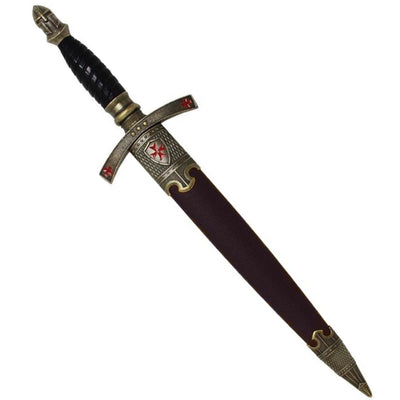 Templer-Dolch in dekorativer Scheide mit Gravur – Replik aus Edelstahl, 40 cm  