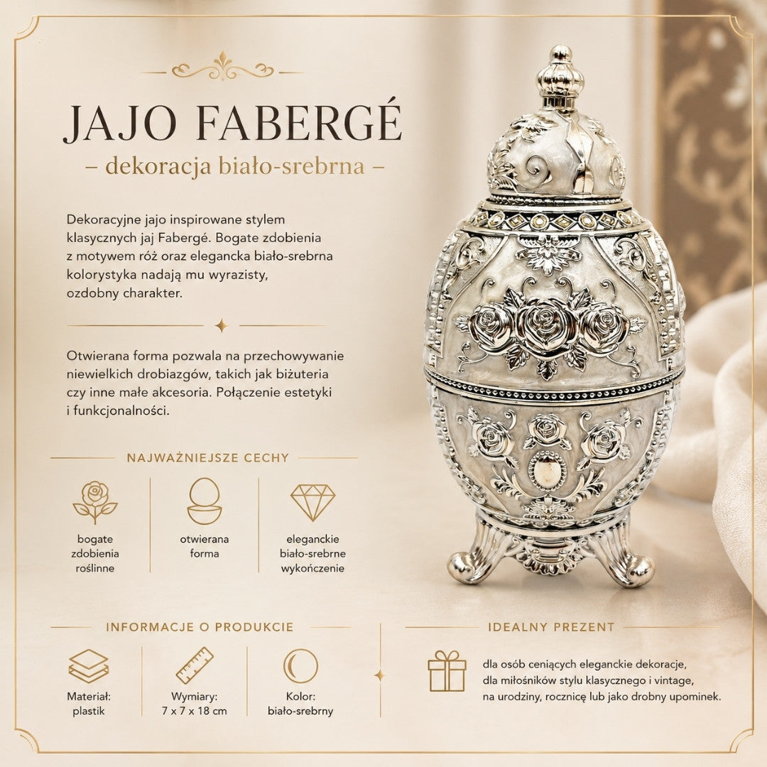 Silbernes Fabergé-Ei zum Öffnen mit Gravurmöglichkeit