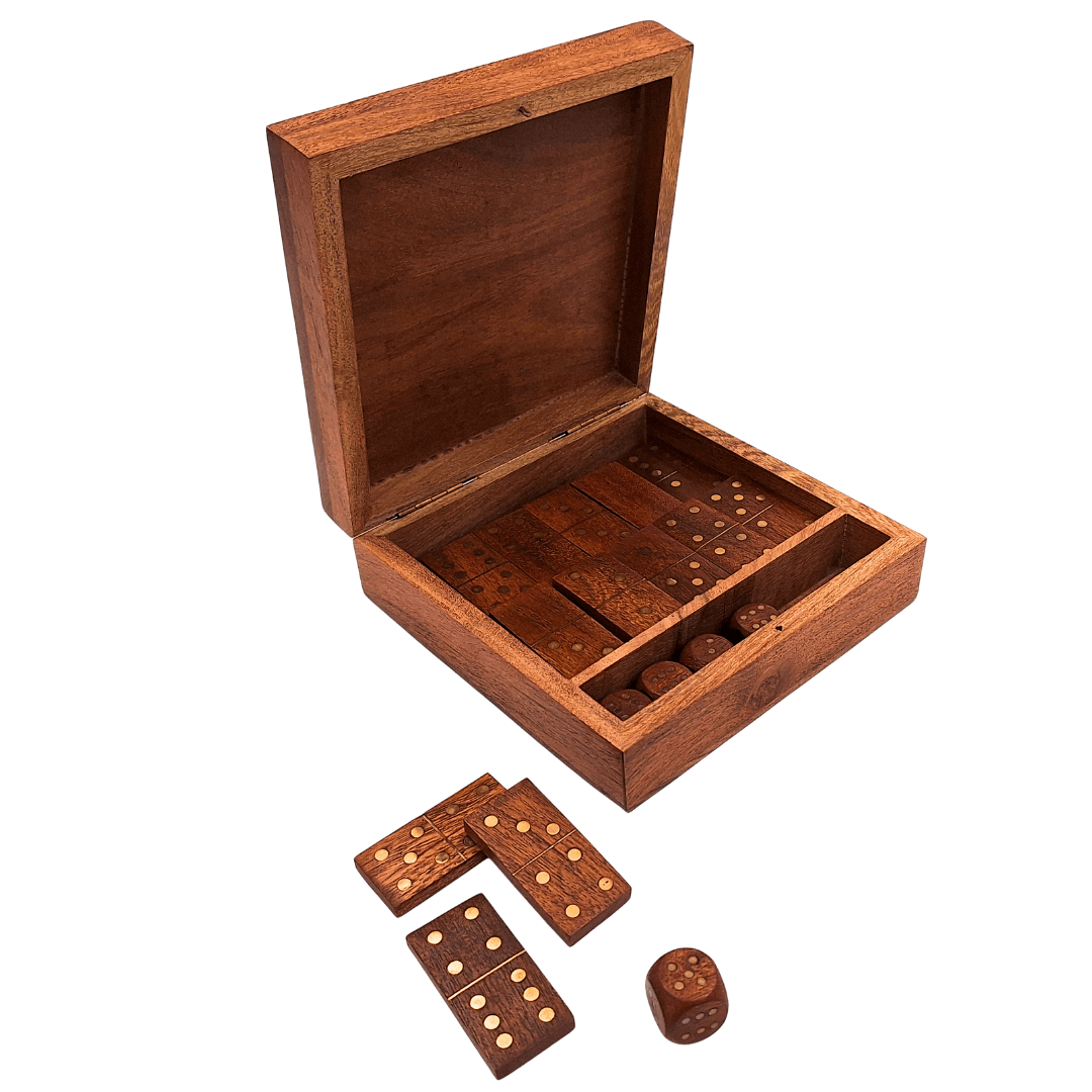Elegantes Spieleset in Holzkiste mit Gravur