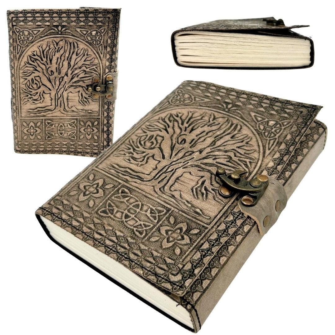 Retro-Ledernotizbuch Baum des Lebens mit Gravur