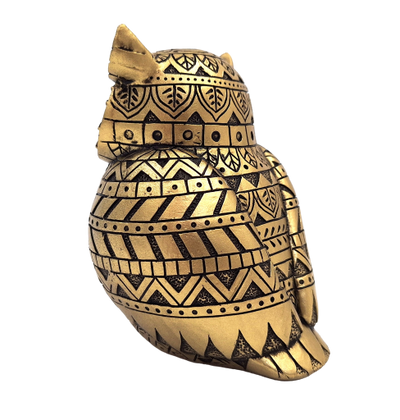 Eule der Weisheit mit der Möglichkeit einer personalisierten Gravur, Dekoration in Gold und Schwarz, Höhe 13,6 cm, ideales Geschenk für jeden Anlass