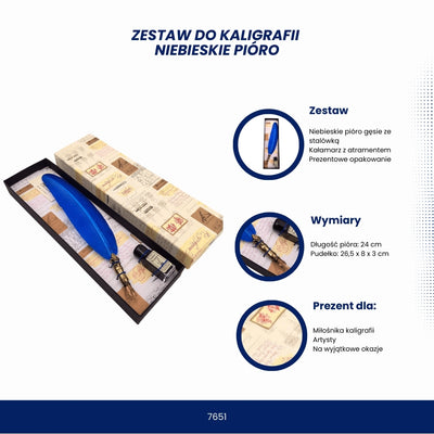Kalligrafie-Set mit blauem Federhalter und personalisierbarer Gravur  