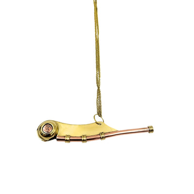 Steuermanns-Pfeife mit Gravur in eleganter Holzbox – Messing, 12,5 cm