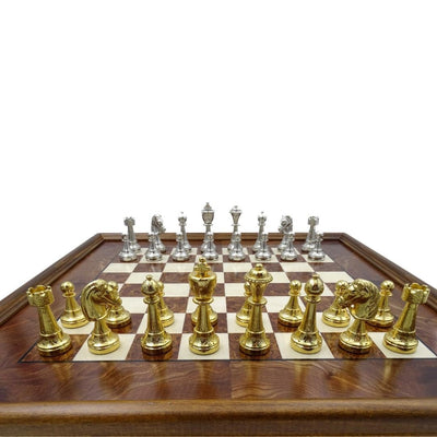 Exklusive Schachfiguren Italfama aus vergoldetem Metall 53x53 cm mit personalisierbarer Gravur