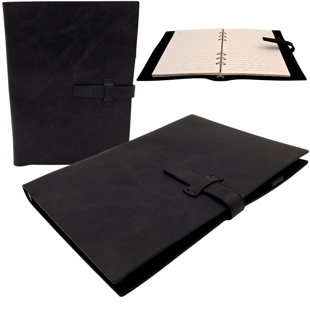 Elegantes A5 Leder-Notizbuch Vintage Retro mit Verschluss und personalisierbarer Gravur  