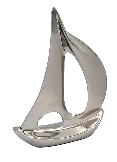 Elegantes Metallmodell einer Yacht, 36 cm, mit personalisierbarer Gravur