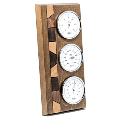 Wetterstation Fischer 9171-31 mit Barometer, Hygrometer und Thermometer auf Holzsockel mit der Option der Personalisierung durch Gravur