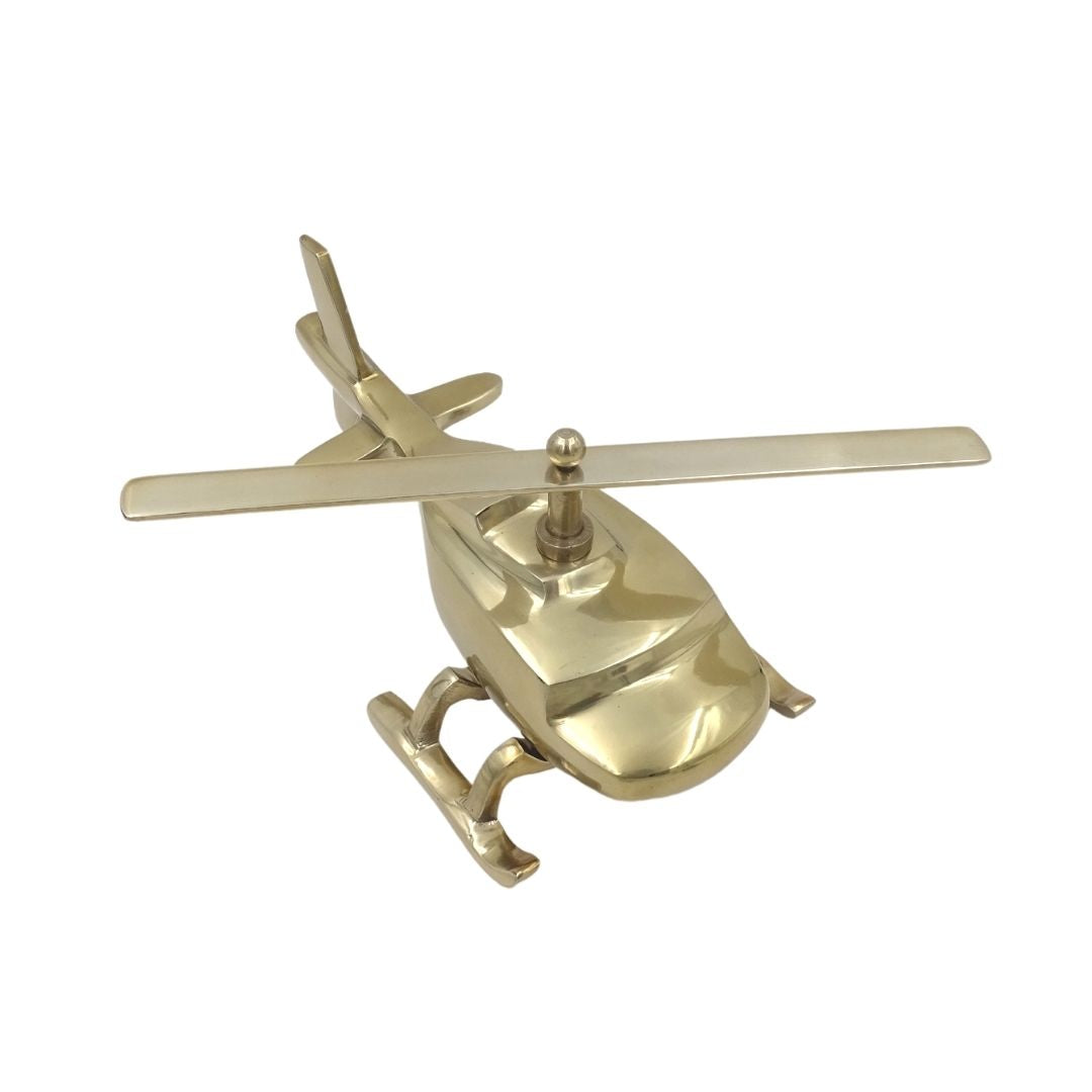 Metallmodell Hubschrauber mit personalisierbarer Gravur – goldfarben, 32 cm