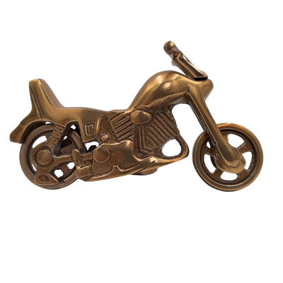 Metallmodell Motorrad N-2960 aus Aluminium in antikem Messing – personalisierte Gravur als Geschenk, Maße 17,5 x 10 cm