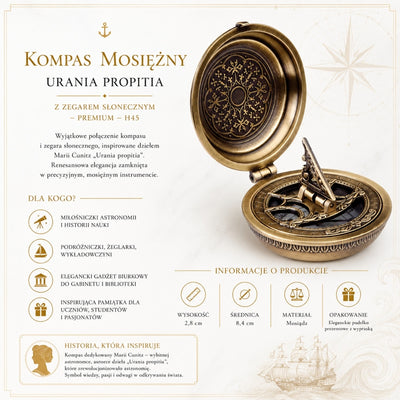Messing-Kompass Urania Propitia mit Sonnenuhr
