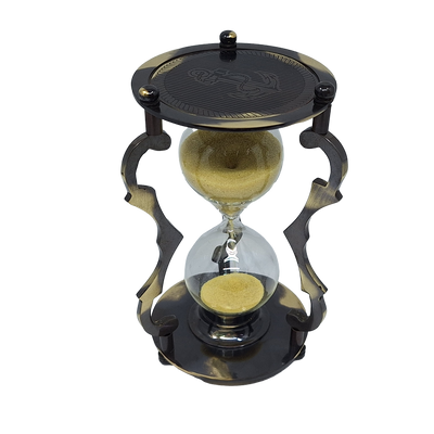 Elegante antike Messing-Sanduhr 5 Min mit Gravur