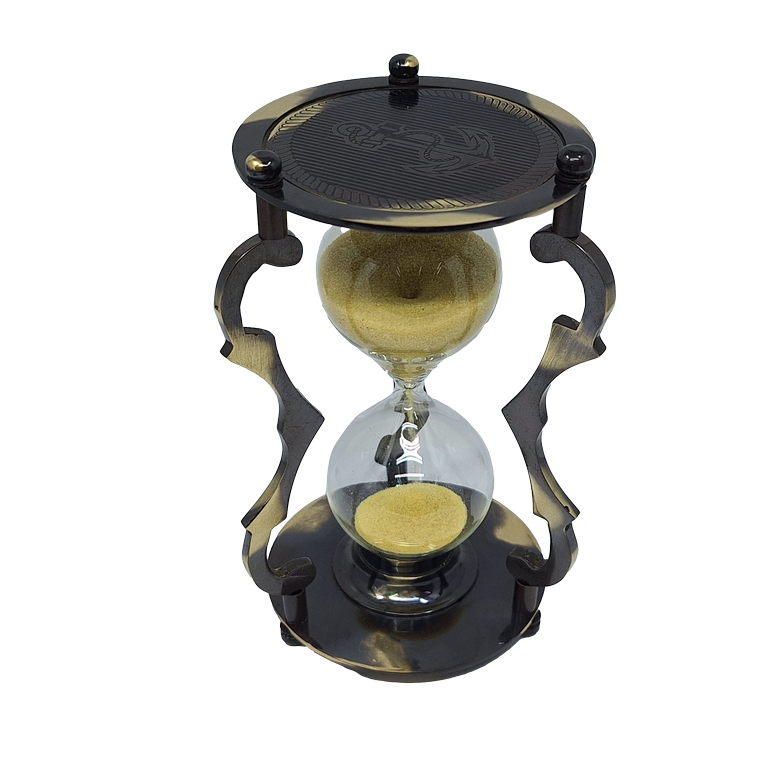 Elegante antike Messing-Sanduhr 5 Min mit Gravur
