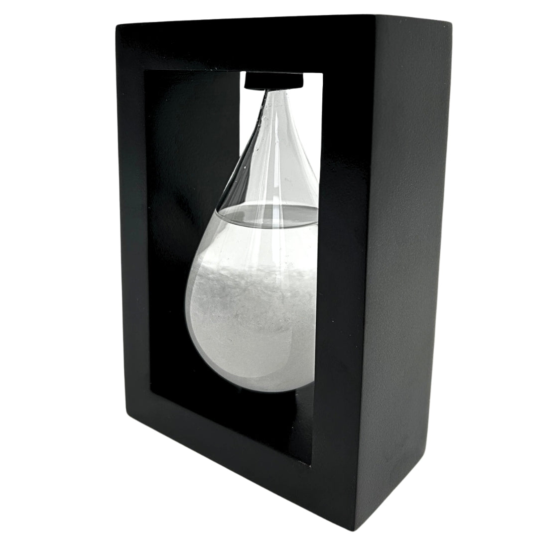 Fitzroy Sturm-Barometer im Holzrahmen – Tropfen Storm Glass mit Gravur-Personalisierung – ideales Geschenk für jeden Anlass – elegante Wetterstation im modernen Stil mit Kristallen, die auf Wetteränderungen reagieren  