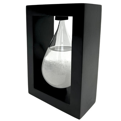 Fitzroy Sturm-Barometer im Holzrahmen – Tropfen Storm Glass mit Gravur-Personalisierung – ideales Geschenk für jeden Anlass – elegante Wetterstation im modernen Stil mit Kristallen, die auf Wetteränderungen reagieren  