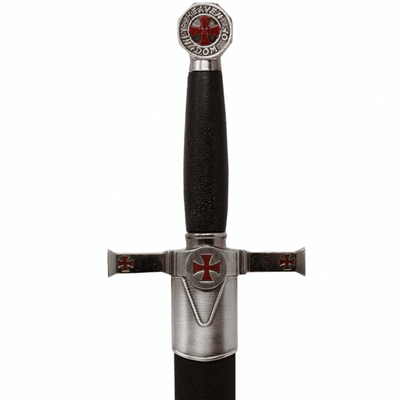 Dekorativer Templerdolch mit Scheide und Gravur - Replik aus Edelstahl, 40 cm