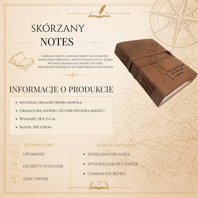 Retro Leder-Notizbuch mit Inschrift, 200 Seiten