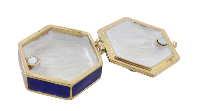 Elegante Metall-Geschenkbox mit Kristallen B0035-08BL in Marineblau-Gold mit personalisierbarer Gravur  
