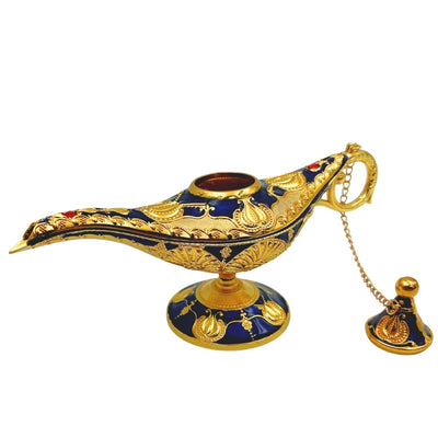 Aladinslampe LABB mit Metallverzierungen in Goldfarbe, Dunkelmarineblau, 22 x 7 x 11 cm