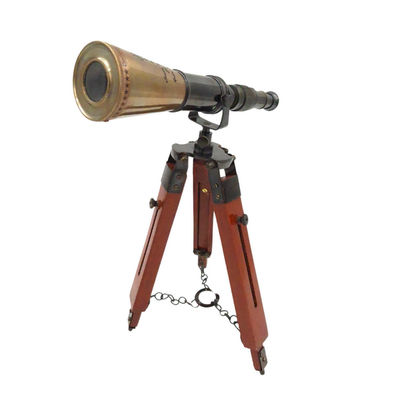 Messing-Teleskop auf Dreibein mit Gravurpersonalisierung - elegantes Deko-Element als Geschenk, Höhe verstellbar bis 30 cm