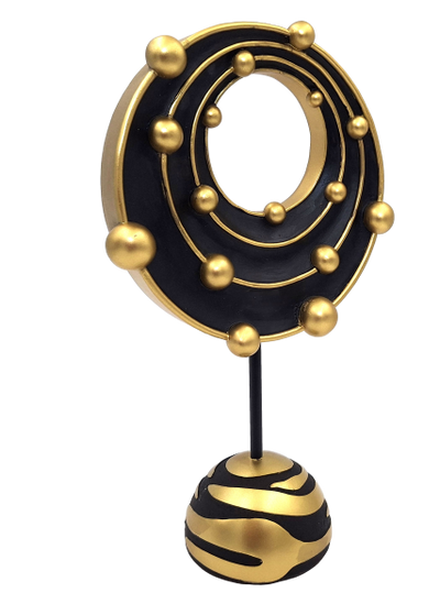 Große dekorative Figur Sonnensystem mit der Möglichkeit einer personalisierten Gravur, ideal als Geschenk - 20,2 cm Höhe, gold und schwarz, moderner und glamouröser Stil