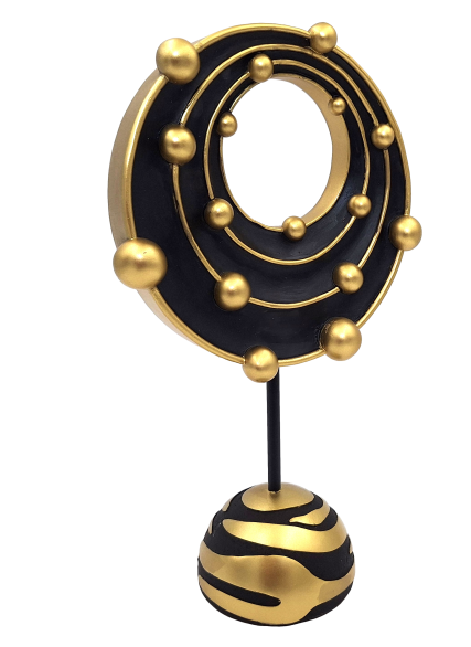 Große dekorative Figur Sonnensystem mit der Möglichkeit einer personalisierten Gravur, ideal als Geschenk - 20,2 cm Höhe, gold und schwarz, moderner und glamouröser Stil
