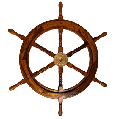 Holz-Steuerrad mit Messing-Einsatz 75 cm mit Möglichkeit zur personalisierten Gravur