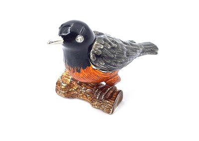 Metallbox in Vogel-Form mit Kristallen, personalisierbar mit Gravur, ideales Geschenk - schwarz, silber, braun, orange, Maße 5x6x5 cm, Material: Metall, Emaille, Kristall  