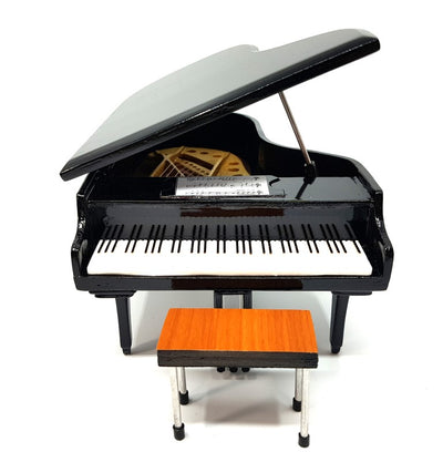 Mini-Klavier mit personalisierbarer Gravur, schwarz, handgefertigt aus Balsaholz, Maßstab 1:10, ideal als Geschenk für Pianisten und Musikliebhaber, Höhe 8 cm