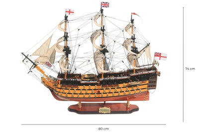 Segelschiffmodell HMS Victory 80cm, montiert, mit Möglichkeit zur Personalisierung durch Gravur - exklusive Geschenkdekoration, handgefertigt aus exotischem Holz, hohe Qualität und Liebe zum Detail