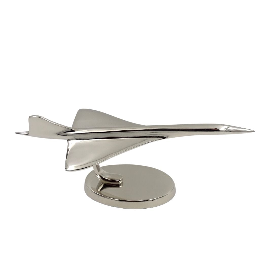 Metallmodell des Flugzeugs Concorde in Silber mit personalisierbarer Gravur