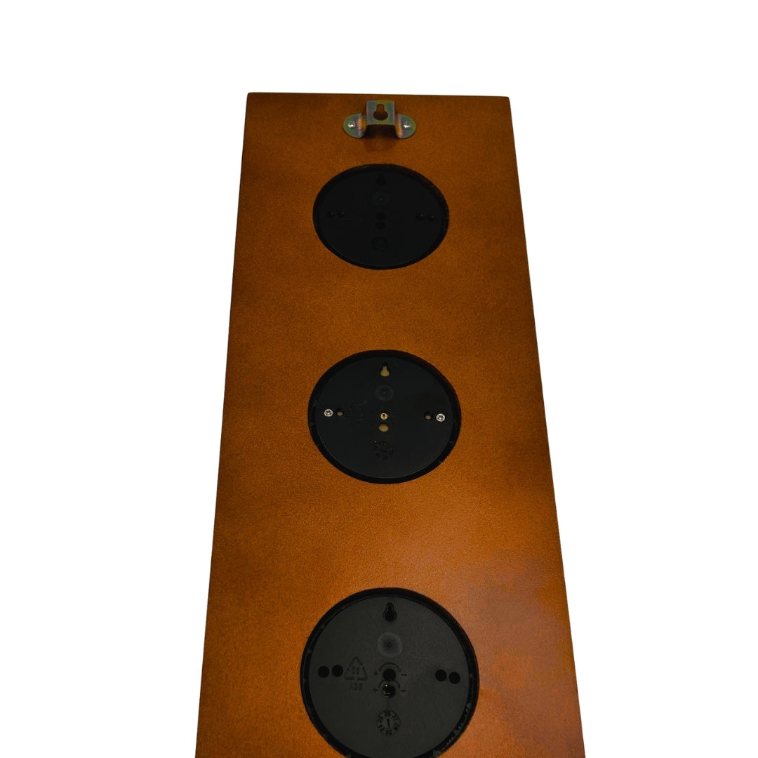Elegante Retro-Wetterstation 36 cm mit Gravur – Barometer, Thermometer, Hygrometer im Holzgehäuse