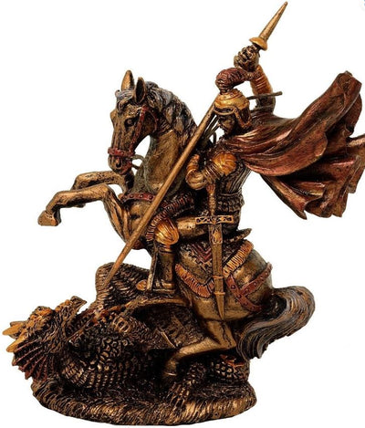 Figur Heiliger Georg aus Polyresin, 13 cm, mit Gravur-Personalisierung, ideales Geschenk für verschiedene Anlässe
