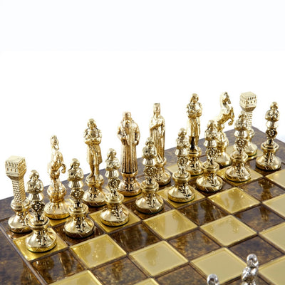 Exklusives Metall-Schach Renaissance S9BRGS 36x36 cm Gold-Silber mit Gravurpersonalisierung
