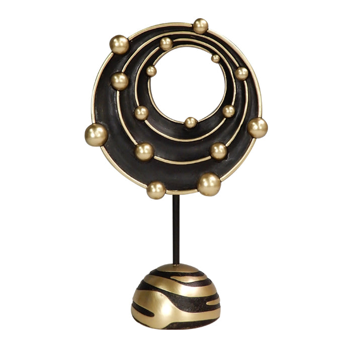 Große dekorative Figur Sonnensystem mit der Möglichkeit einer personalisierten Gravur, ideal als Geschenk - 20,2 cm Höhe, gold und schwarz, moderner und glamouröser Stil