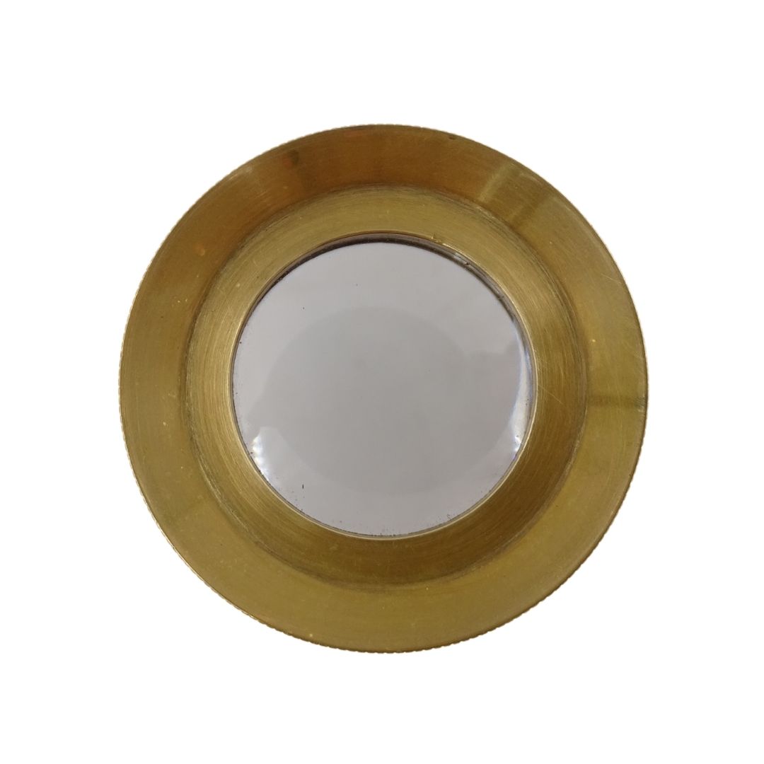 Dreibein-Lupe MAG-0015 mit Messinggehäuse, goldfarben, Gravurpersonalisierung möglich, ideales Geschenk für Juweliere und Philatelisten, Höhe 7 cm, Vergrößerung x3