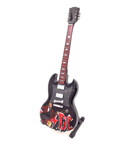 Mini-Gitarre Angus Young 24,5 cm aus Mahagoni mit Gravurpersonalisierung