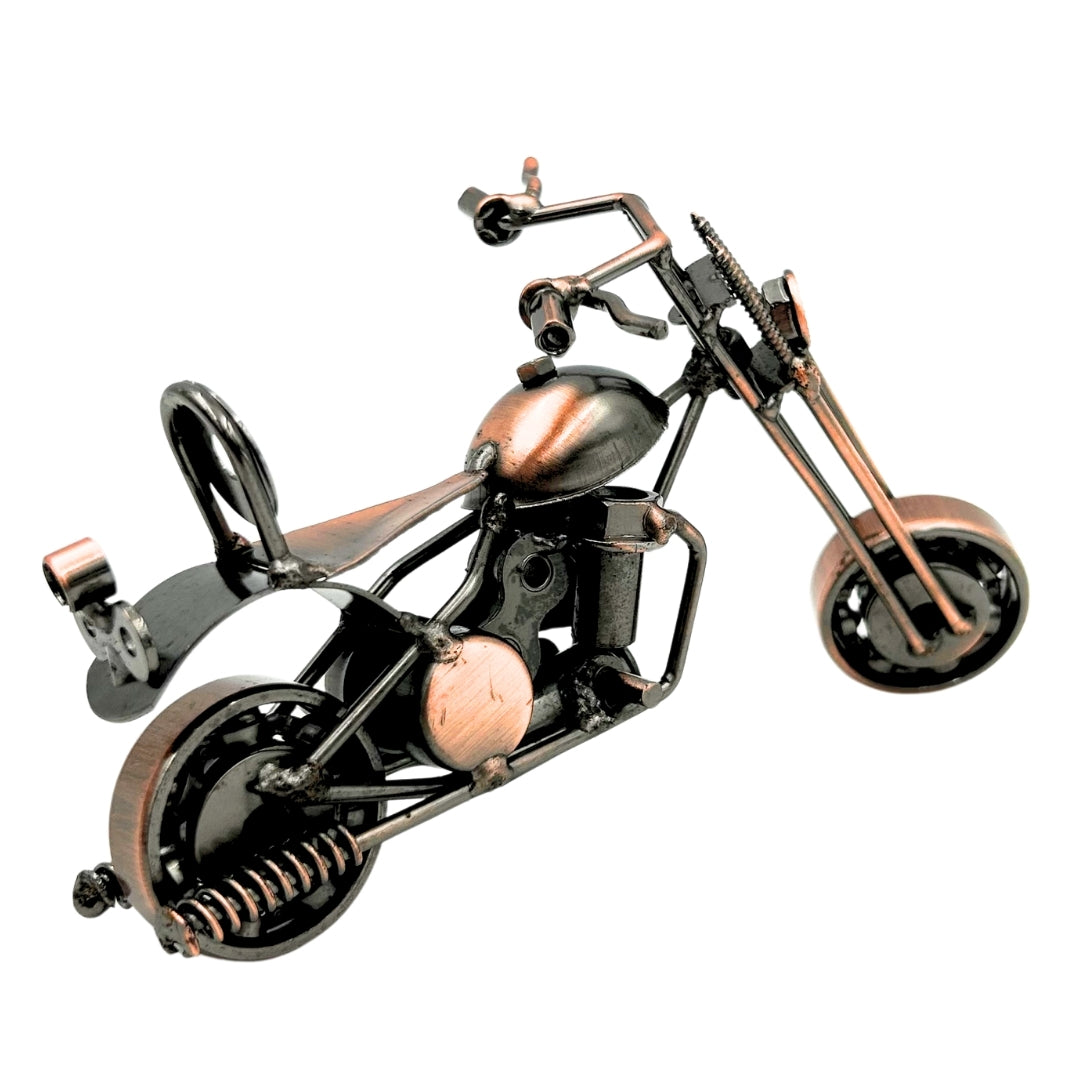 Chopper-Motorradmodell M33 mit Gravur – Metall, kupfer-anthrazitfarben, 15x6x9,5 cm