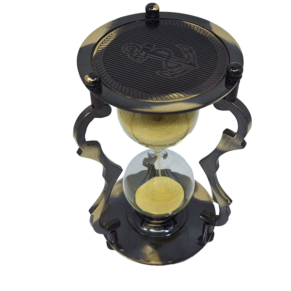 Elegante antike Messing-Sanduhr 5 Min mit Gravur