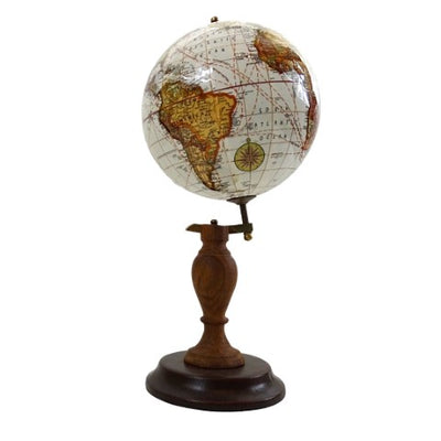 Eleganter dekorativer Globus auf Holzsockel mit individueller Gravurmöglichkeit, 27 cm, dunkelbraun, ideal als Geschenk  