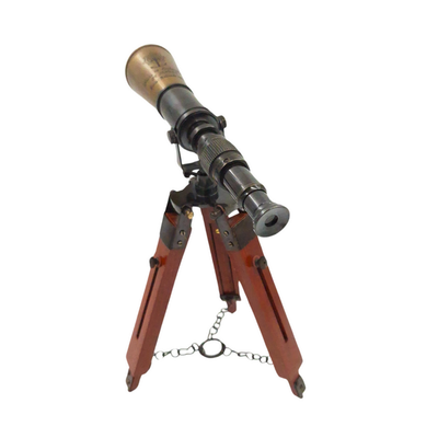 Messing-Teleskop auf Dreibein mit Gravurpersonalisierung - elegantes Deko-Element als Geschenk, Höhe verstellbar bis 30 cm