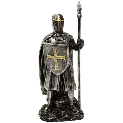 Figur Ritter mit Speer 20 cm mit personalisierbarer Gravur – handbemalte Polyresin-Dekoration als Geschenk für Geschichts- und Militärliebhaber