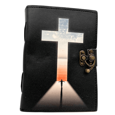 Leder-Notizbuch Religiöses Kreuz Gebetbuch mit Gravur