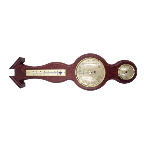 Wetterstation Fischer 6690-22 mit Barometer, Thermometer und Hygrometer in mahagonifarbener Holzfassung